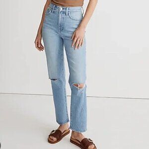 Madewell High Rise Perfect Vintage Straight Jeans, Ripped, Size 32